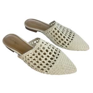 Villa Rouge White Woven Mule Sandals‎ Slide-On 8.5